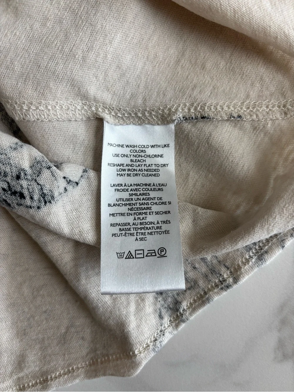 Pilcro Cream Short Sleeve Tee with Black Floral Print linen blend XS - Picture 5 of 8